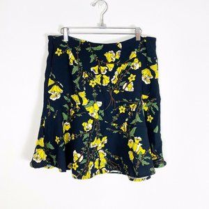 Who What Wear Mini Flare Skirt Yellow Floral sz 12